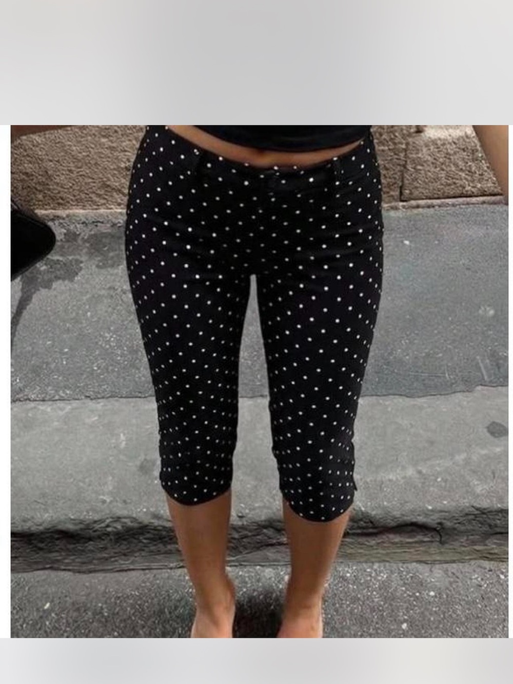 Polka Dot Capri Pants - Black/White